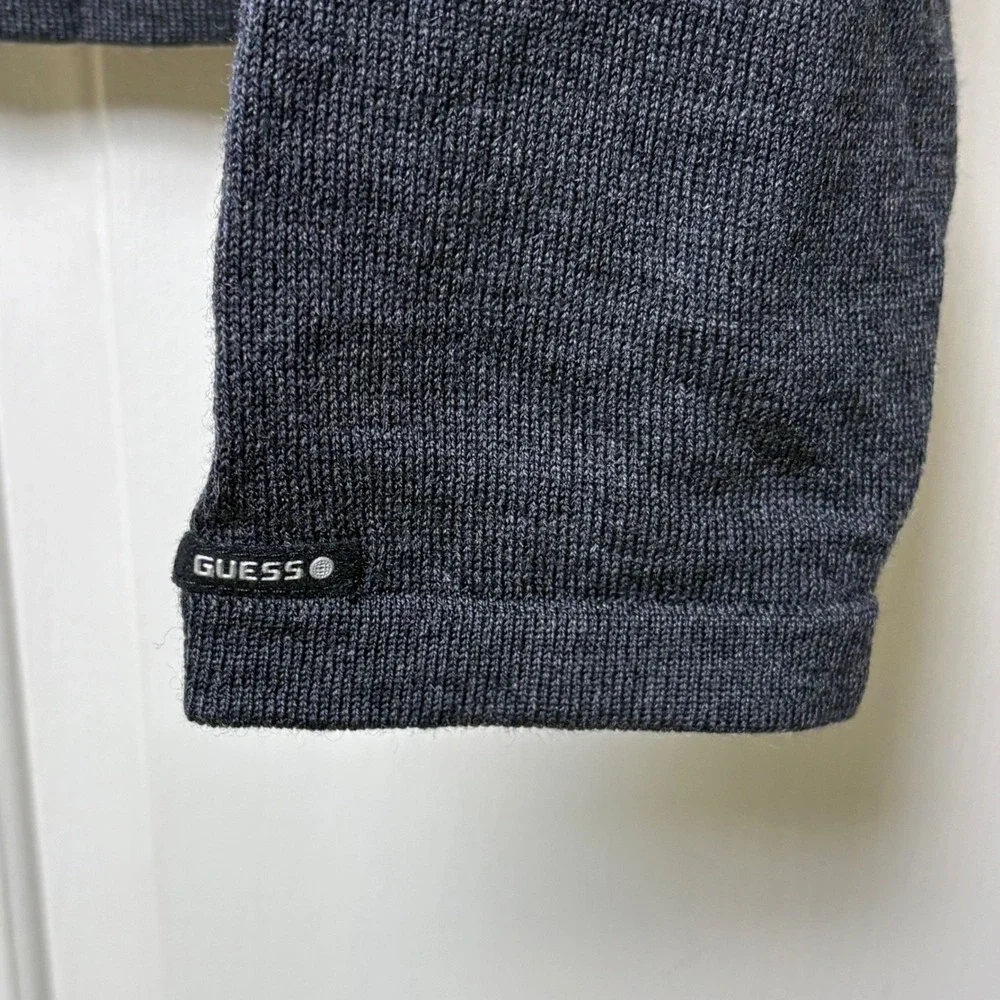 Guess Mens L Charcoal Gray 100% Italian Merino Wool Crewneck Sweater
